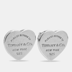 Pre Owned Tiffany & Co. Return To Tiffany Heart Sterling Silver Earrings 