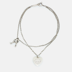 Tiffany & Co. Return To Tiffany Sterling Silver Love Heart Tag & Key Charm Bracelet