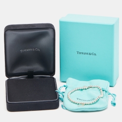 مملوكة مسبقًا Tiffany & Co. Return To Tiffany Blue Enamel Heart Tag Silver Bead Bracelet