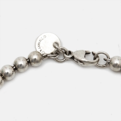 Pre Owned Tiffany & Co. Return to Tiffany Heart Tag Blue Enamel Silver Bead Bracelet 