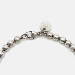 Pre Owned Tiffany & Co. Return to Tiffany Heart Tag Blue Enamel Silver Bead Bracelet 