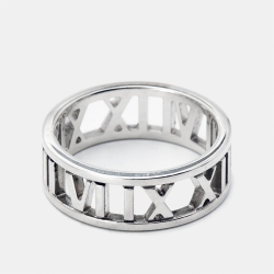 Pre Owned Tiffany & Co. Open Atlas Sterling Silver Ring Size 54