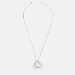 مملوكة مسبقًا Tiffany & Co. Elsa Peretti Double Open Heart Silver Pendant Necklace
