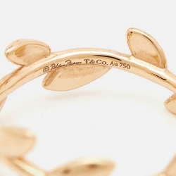 Pre Owned Tiffany & Co. Paloma Picasso Olive Leaf 18k Rose Gold Ring Size 52