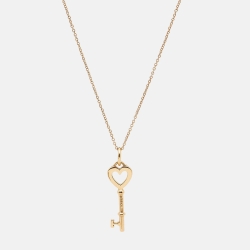 Pre Owned قلادة تيفاني & كو. ذهب وردي عي�ار 18 بدلاية ميني هارت كي
