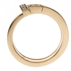 Pre Owned Tiffany & Co. Tiffany T Wrap Diamonds &18k Rose Gold Ring Size 54.5