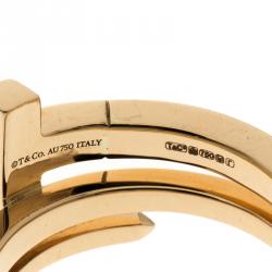 Pre Owned Tiffany & Co. Tiffany T Wrap Diamonds &18k Rose Gold Ring Size 54.5