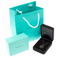 Pre Owned Tiffany & Co. Atlas Diamond 18k Yellow Gold Open Pendant Necklace