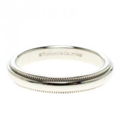 Pre Owned Tiffany & Co. Tiffany Classic Milgrain Wedding Platinum Band Ring Size 52