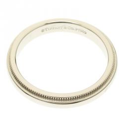 Pre Owned Tiffany & Co. Tiffany Classic Milgrain Wedding Platinum Band Ring Size 52