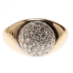 Pre Owned Tiffany & Co. Vintage Paloma Picasso 18K Yellow Gold Diamond Pavé Ball Ring Size 50