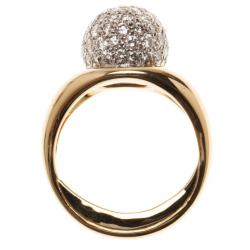 Pre Owned Tiffany & Co. Vintage Paloma Picasso 18K Yellow Gold Diamond Pavé Ball Ring Size 50