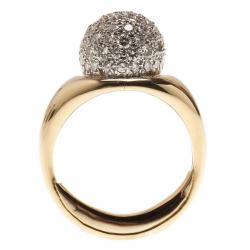 Pre Owned Tiffany & Co. Vintage Paloma Picasso 18K Yellow Gold Diamond Pavé Ball Ring Size 50