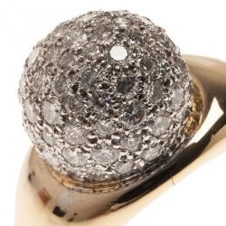 Pre Owned Tiffany & Co. Vintage Paloma Picasso 18K Yellow Gold Diamond Pavé Ball Ring Size 50