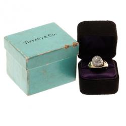 Pre Owned Tiffany & Co. Vintage Paloma Picasso 18K Yellow Gold Diamond Pavé Ball Ring Size 50