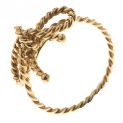 Pre Owned Tiffany and Co. Twist Bow 18K Yellow Gold Ring Size 52