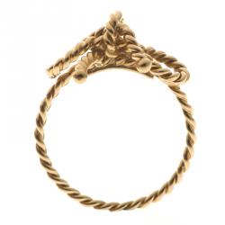 Pre Owned Tiffany and Co. Twist Bow 18K Yellow Gold Ring Size 52