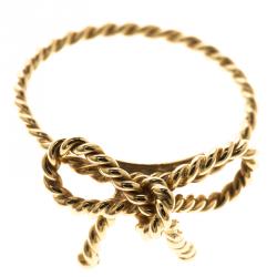 Pre Owned Tiffany and Co. Twist Bow 18K Yellow Gold Ring Size 52