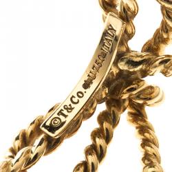 Pre Owned Tiffany and Co. Twist Bow 18K Yellow Gold Ring Size 52