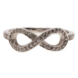 Pre Owned Tiffany & Co. Infinity Diamonds Platinum Ring Size 51
