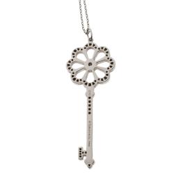 Pre Owned Tiffany & Co. Bloom Key Diamond Platinum Pendant & Silver Chain Necklace