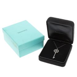 Pre Owned Tiffany & Co. Bloom Key Diamond Platinum Pendant & Silver Chain Necklace