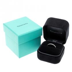 Pre Owned Tiffany & Co. Soleste Diamond Platinum Half Eternity Wedding Band Ring Size 54