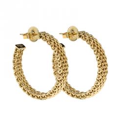 Tiffany & Co Somerset Mesh Woven 18k Yellow Gold Hoop Earrings