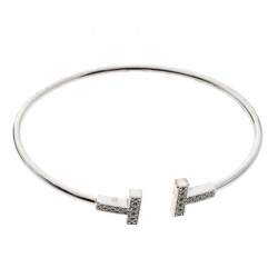 Pre Owned Tiffany & Co. T Wire Diamond 18k White Gold Bracelet
