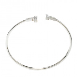 Pre Owned Tiffany & Co. T Wire Diamond 18k White Gold Bracelet