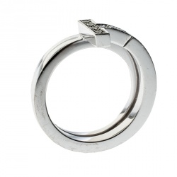 Pre Owned Tiffany & Co. Tiffany T Wrap Diamond 18k White Gold Ring Size 50