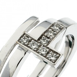 Pre Owned Tiffany & Co. Tiffany T Wrap Diamond 18k White Gold Ring Size 50