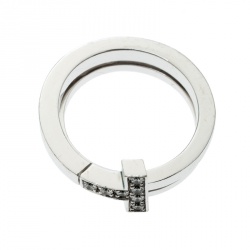 Pre Owned Tiffany & Co. Tiffany T Wrap Diamond 18k White Gold Ring Size 50
