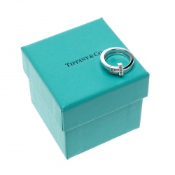 Pre Owned Tiffany & Co. Tiffany T Wrap Diamond 18k White Gold Ring Size 50