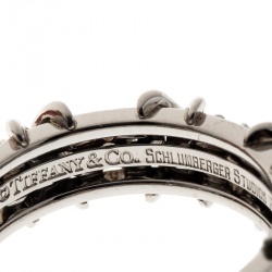 Pre Owned Tiffany & Co. Schlumberger X 16 Diamonds Platinum Band Ring Size 54.5