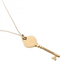 Pre Owned Tiffany & Co Return to Tiffany Heart Key 18k Rose Gold Pendant Necklace