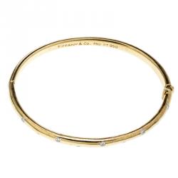 Tiffany & Co. Etoile Diamond Platinum 18k Yellow Gold Bangle Bracelet