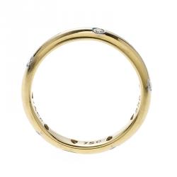Pre Owned Tiffany & Co. Etoile Diamond Platinum 18k Yellow Gold Band Ring Size 53