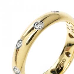 Pre Owned Tiffany & Co. Etoile Diamond Platinum 18k Yellow Gold Band Ring Size 53