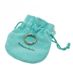 Pre Owned Tiffany & Co. Etoile Diamond Platinum 18k Yellow Gold Band Ring Size 53