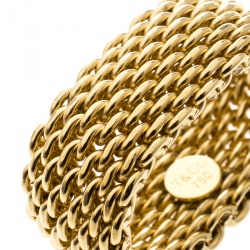 Pre Owned Tiffany & Co. Somerset 18k Yellow Gold Mesh Band Ring Size 53