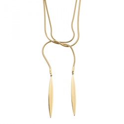 Pre Owned Tiffany & Co. Chain Feather 18k Yellow Gold Lariat Wrap Necklace 