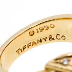 Pre Owned Tiffany & Co. Signature X Kiss Diamond & 18k Yellow Gold Ring Size 53