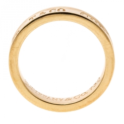 Pre Owned Tiffany & Co. 1837 18k Yellow Gold Narrow Band Ring Size 52
