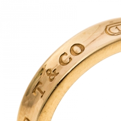 Pre Owned Tiffany & Co. 1837 18k Yellow Gold Narrow Band Ring Size 52