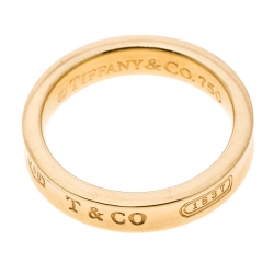 Pre Owned Tiffany & Co. 1837 18k Yellow Gold Narrow Band Ring Size 52