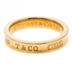 Tiffany 1837 Ring in Yellow Gold with Diamonds, Narrow, Size: 8