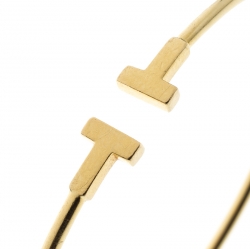 Pre Owned Tiffany & Co. T Wire 18k Yellow Gold Narrow Bracelet 15cm