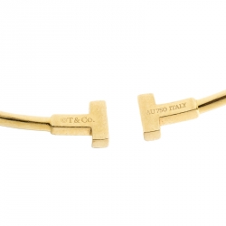 Pre Owned Tiffany & Co. T Wire 18k Yellow Gold Narrow Bracelet 15cm