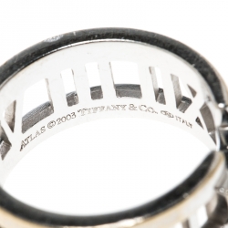 Pre Owned Tiffany & Co. Atlas Diamonds 18k White Gold Open Band Ring Size 54